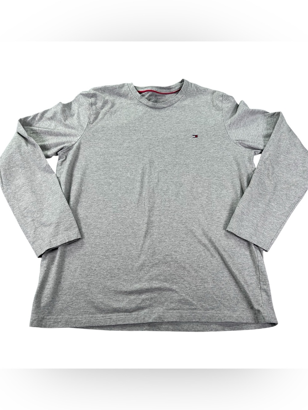 Tommy Hilfiger Long Sleeve T-Shirt Men’s S Heather Gray Flag Logo 100% Cotton